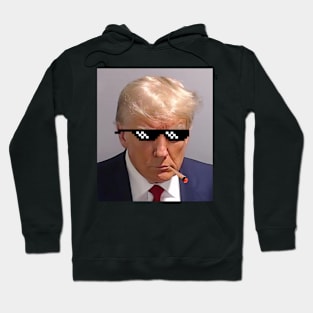 Trump Mugshot with Meme Glasses Hoodie